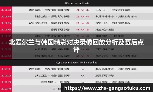 北爱尔兰与韩国精彩对决录像回放分析及赛后点评